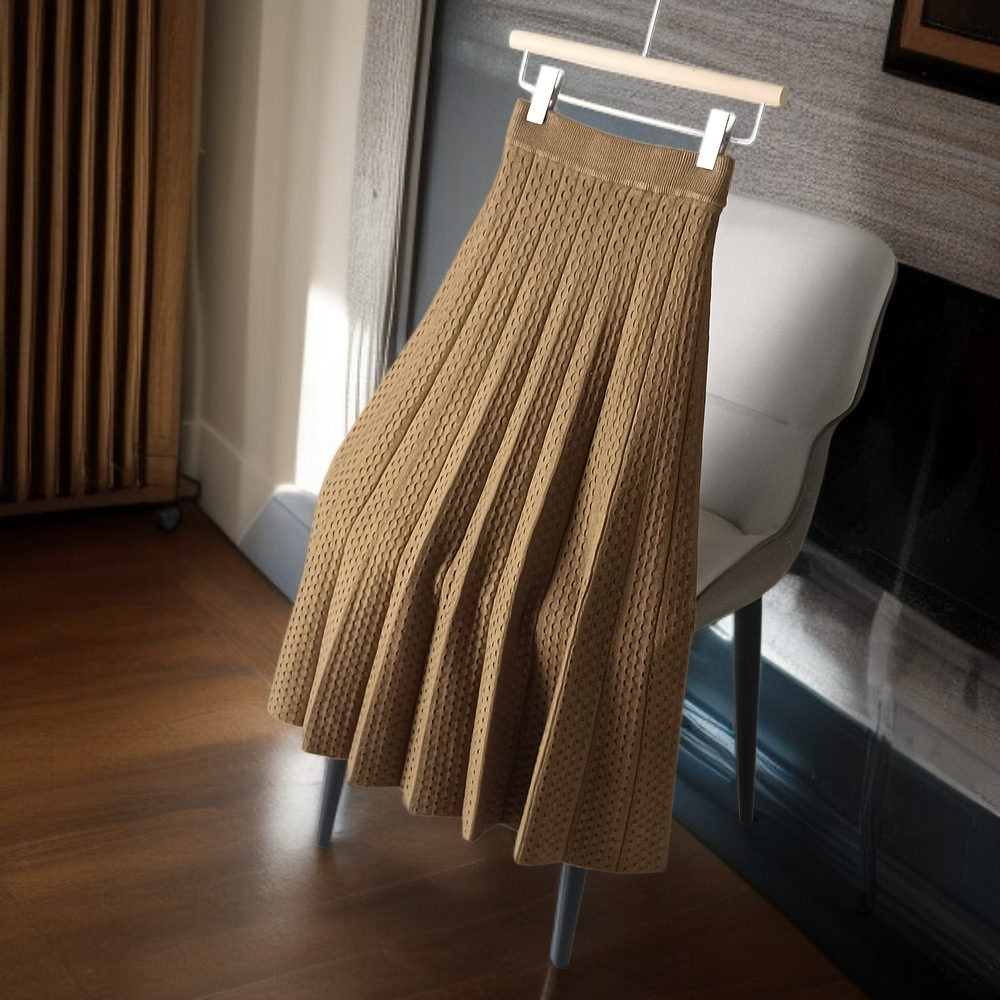 긴 니트 미디 스커트