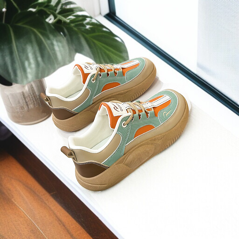学生厚底板靴通気性レジャーマフィンシューズ厚底小さな白い靴女性