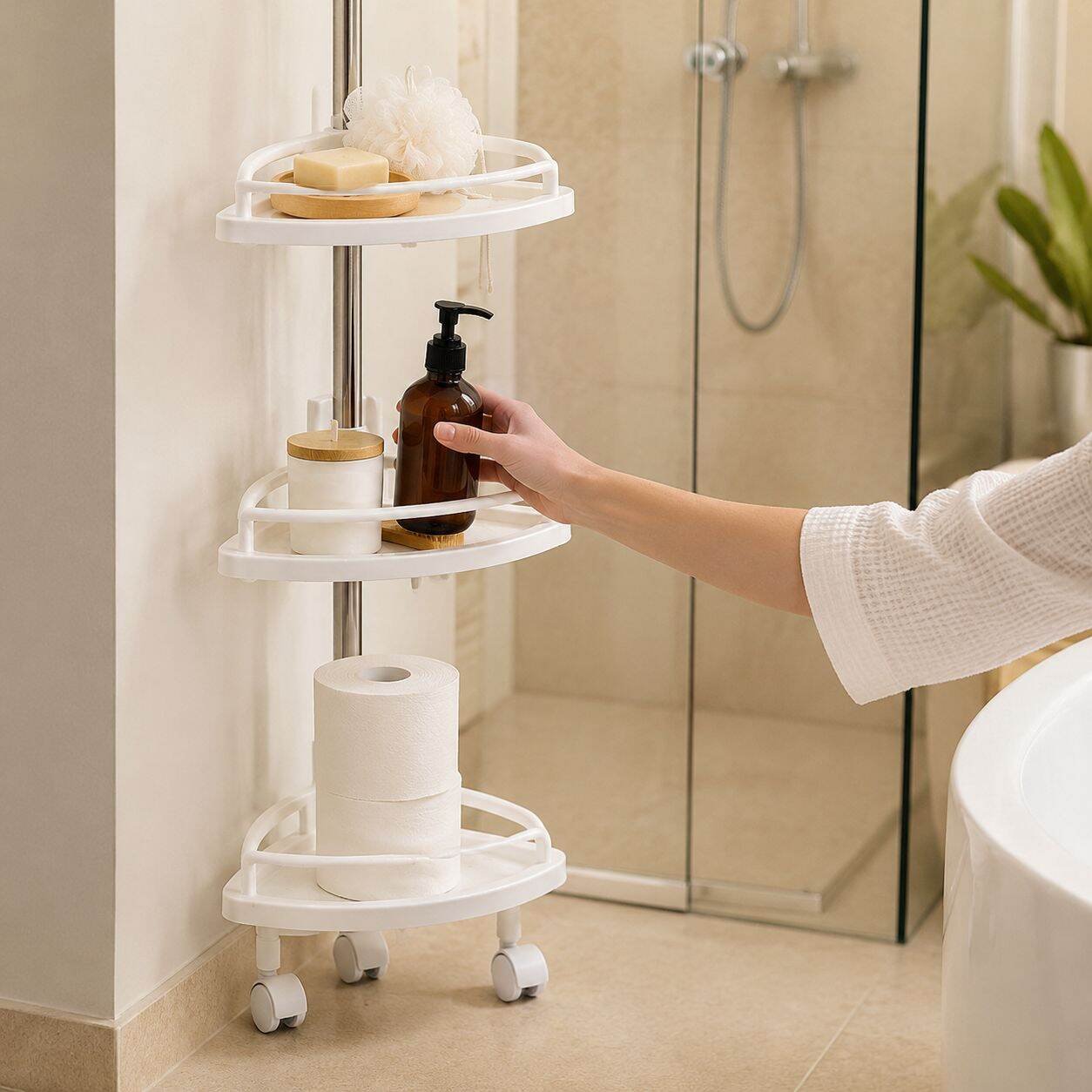 Badezimmer-Eckregal aus mehrschichtigem Edelstahl