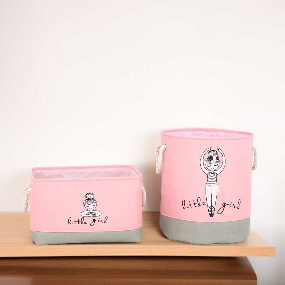 패브릭 수납통 소녀 시리즈 수납 바구니 옷 잡화 정리함