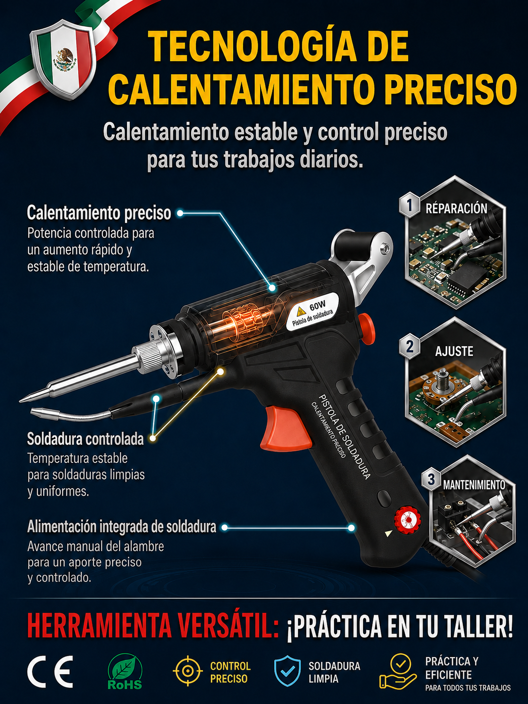 Herramienta de soldadura rápida sin chispas 90-480℃ | Ideal para principiantes | Soldadura en 0,1 s