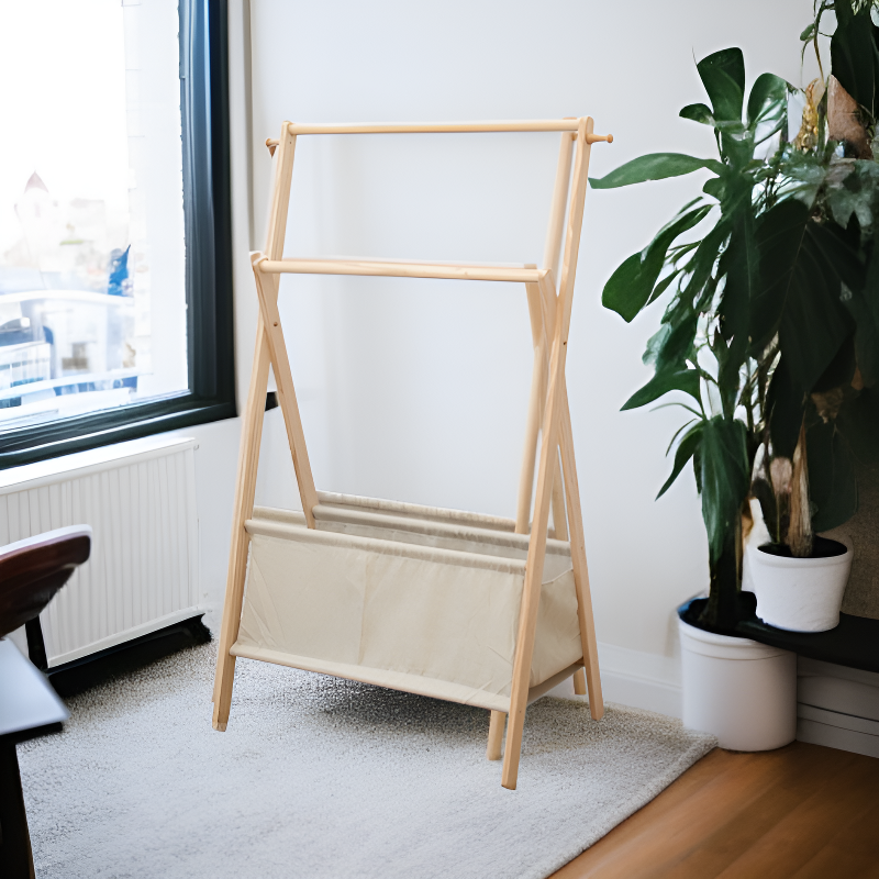 Hansem Portable Wood Pattern Laundry Rack