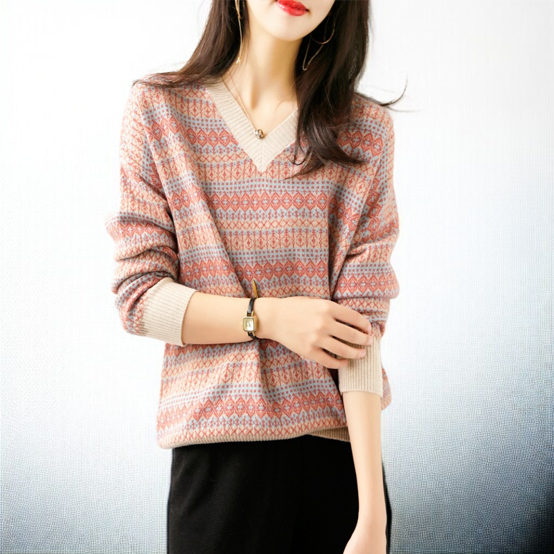 ルーズクラッシングニットセーター セーター テールゲートピックアップ トップス 引き出し Vネック トップス ルーズクラッシングセーター