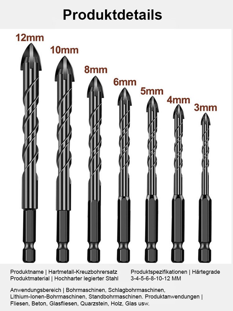 Wolframstahl-Kreuzbohrer-Set✨ Durchdringt Stahlbeton in 3 Sekunden mühelos.