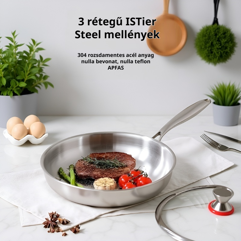 Háromrétegű vastagított acél indukciós főzőedény