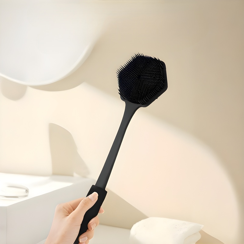 怠惰な両面ロングハンドルシリコン背中をこするバスブラシ洗浄マッサージブラシ