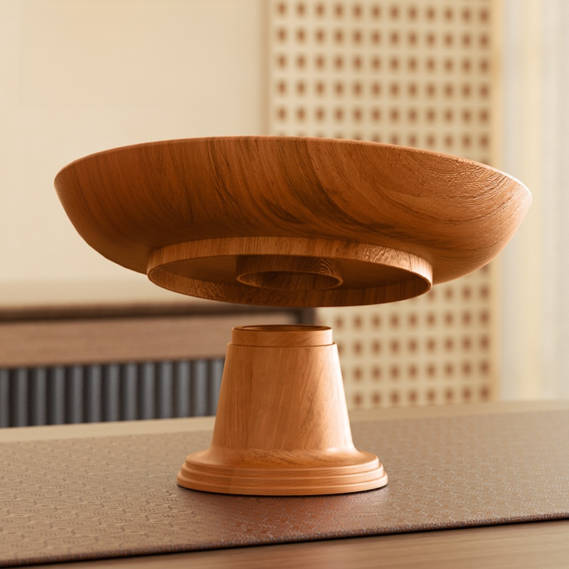 Vyvýšená mísa na ovoce s dřevěným vzorem