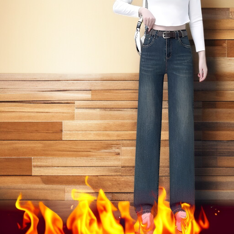 女性用ゆったりレトロワイドレッグクロッチカバージーンズ ナロー・スプリング・ハイウエスト・パデッド・ドラッグ・パンツ ジーンズゆったりワイドストレート股下カバー春秋トップス