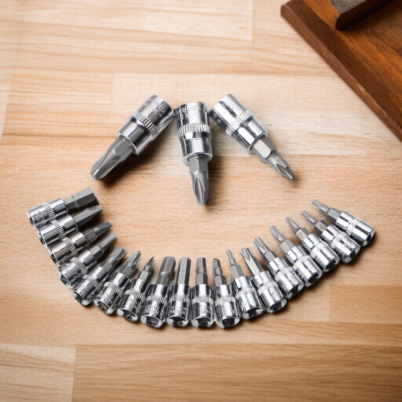 46 Stück OEM Auto-Werkzeugsatz, Steckschlüssel und Ratsche aus Kohlenstoffstahl, Schnellwechsel-Bits