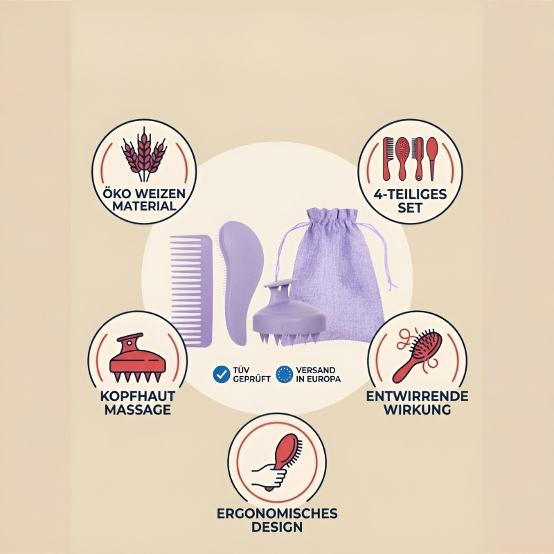 Haarkamm-Styling-Set, vierteilig