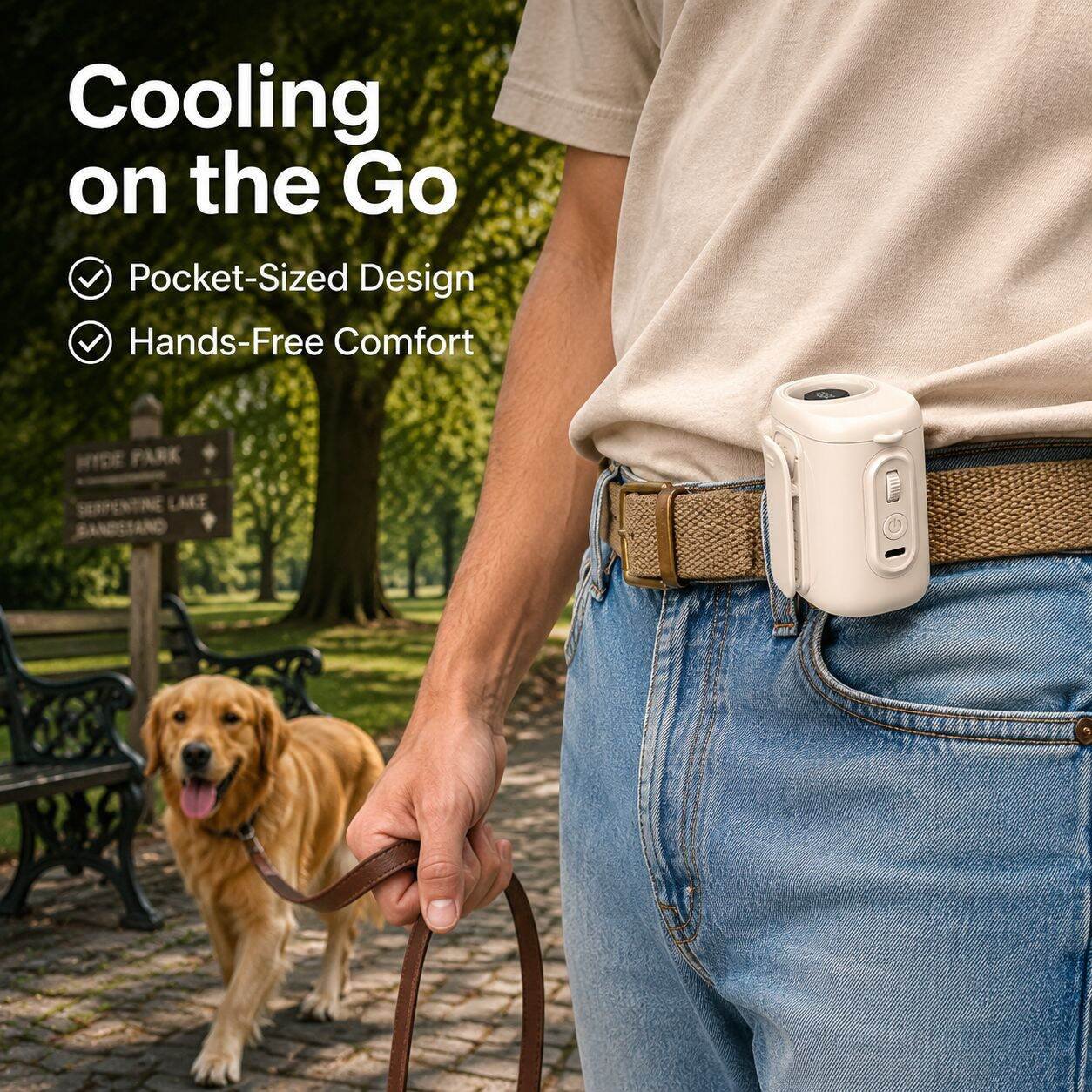Outdoor Multi-Purpose Mini Clip Fan, Wearable Waist Fan