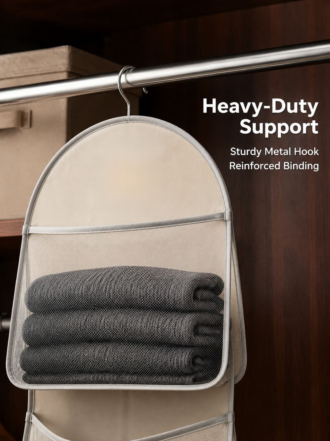 Household Visible Mesh Storage Bag Hanging Organizer for Underwear and Socks