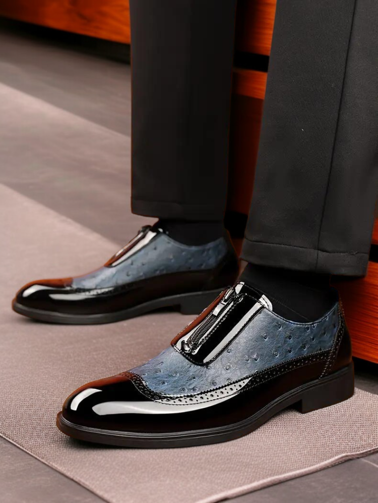 정장용 남성 구두 엠보 타조 무늬