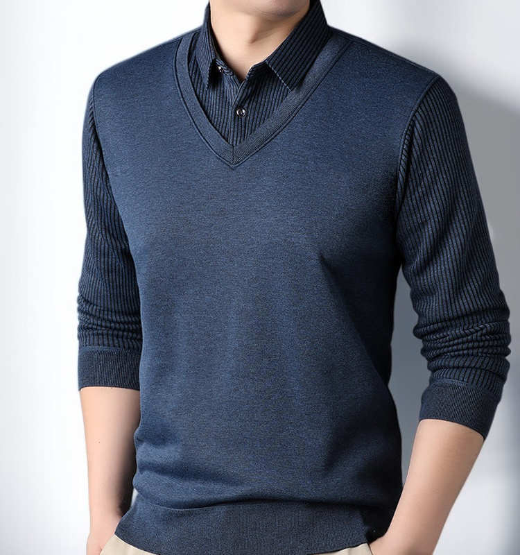 남성 기모 보온 휴가 셔츠 두 벌 깃 스웨터