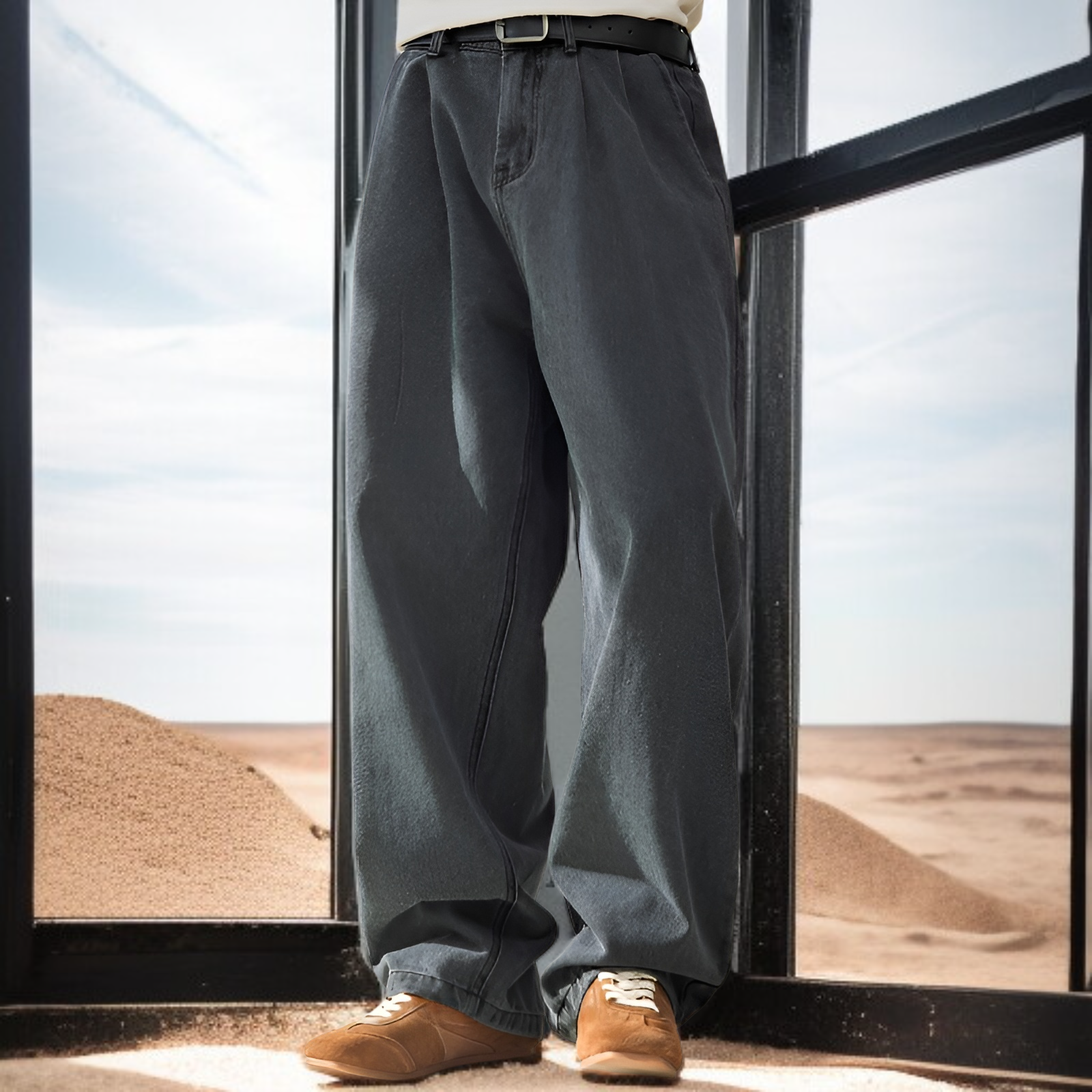 2026 Spring New Style Washed Distressed Jeans, Oversized, Comfortable, Casual, Lightweight Men's Pan