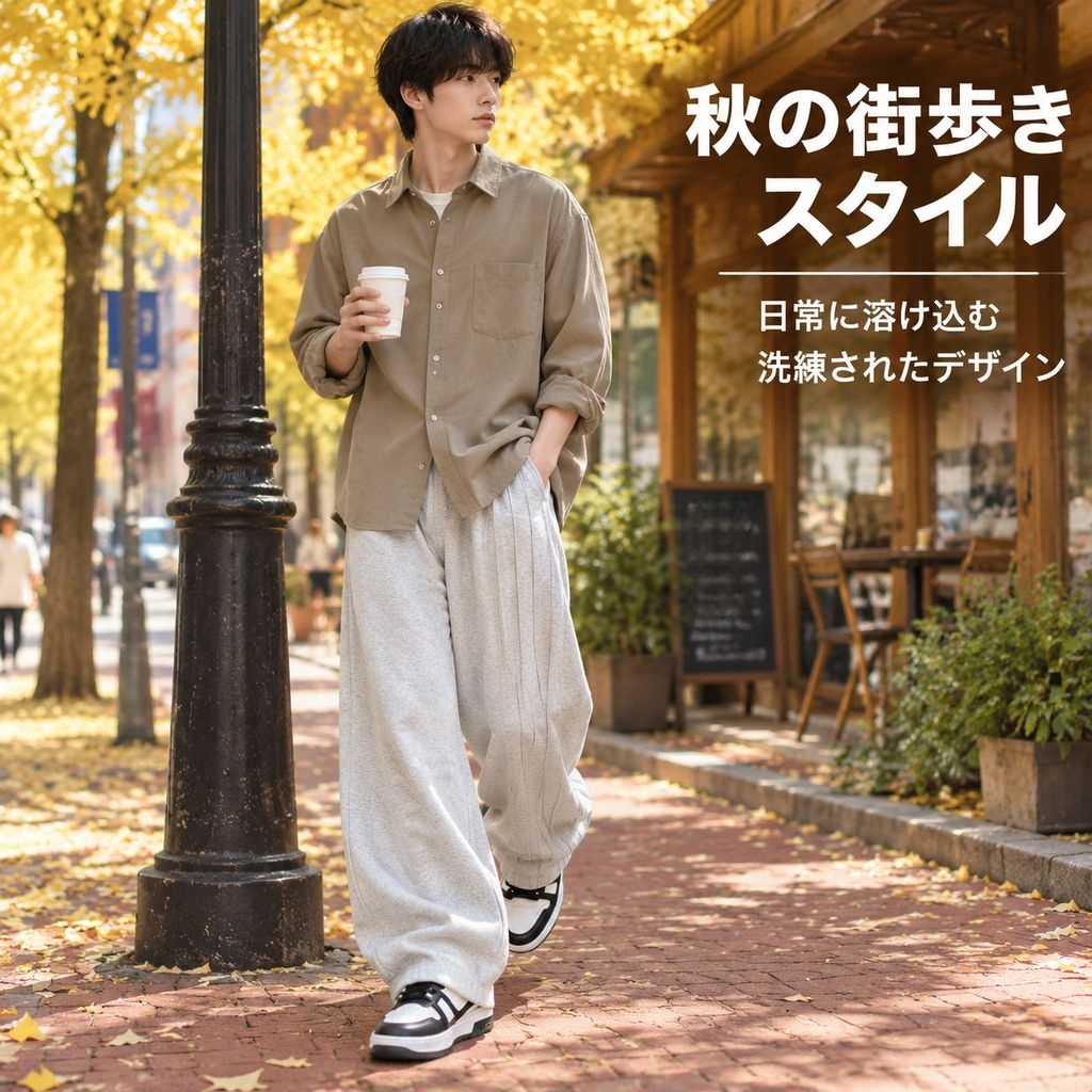 秋の高級感スウェットパンツ