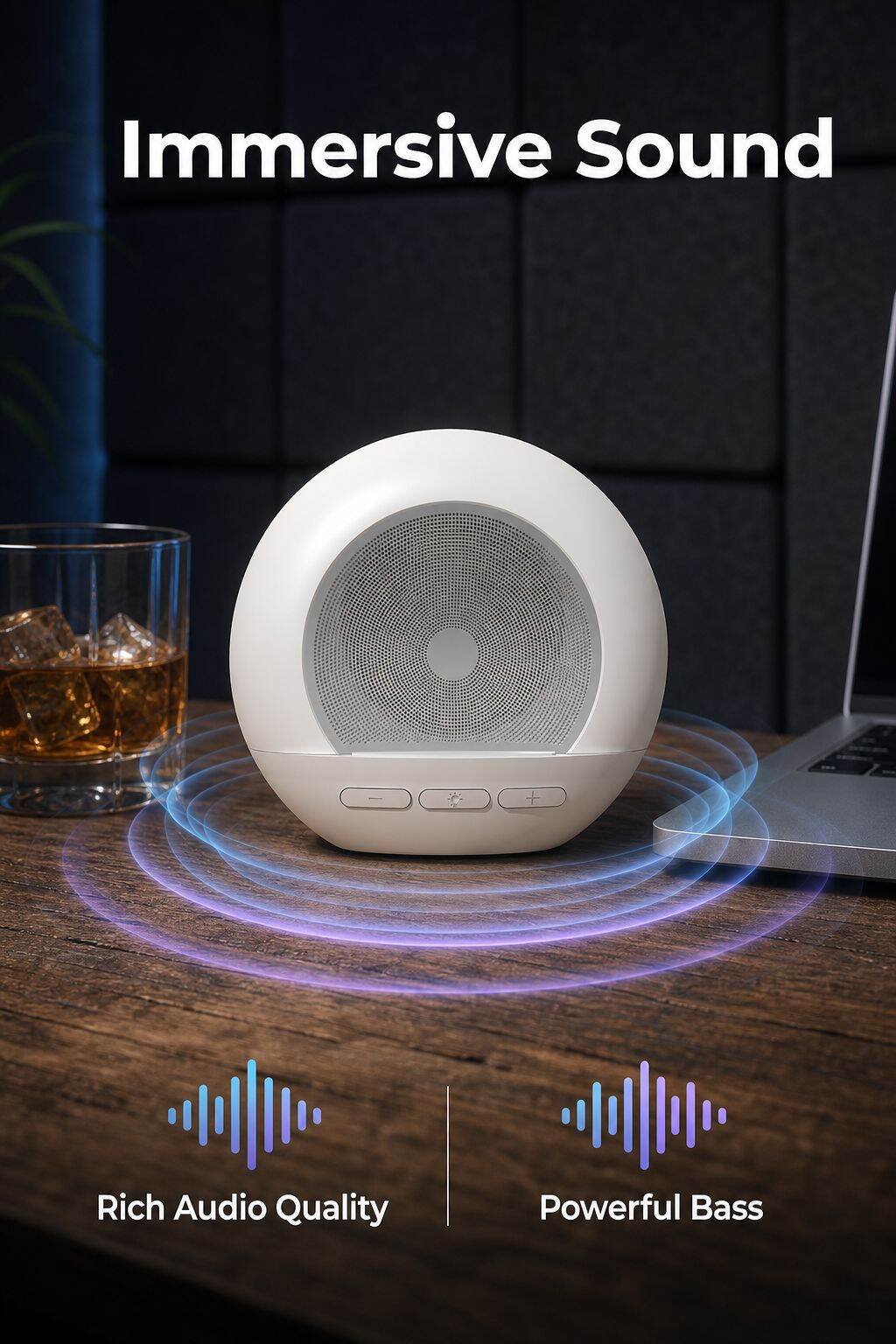 Colorful Ambient Lighting Mini Bluetooth Speaker with Built-in Microphone, Night Light Audio