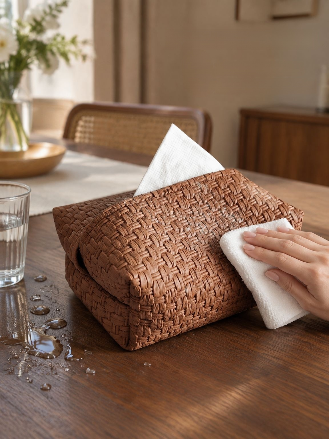 Vintage-Style High-End 2025 Tissue Box for Home Use, Woven Living Room Tissue Box, Light Luxury Napk