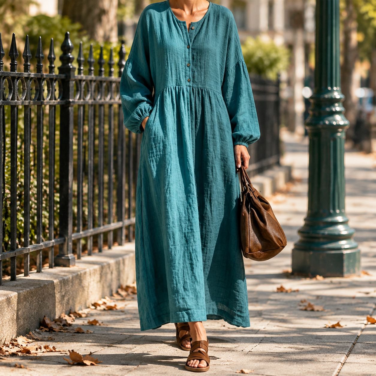 Figure-Flattering Pleated Dress