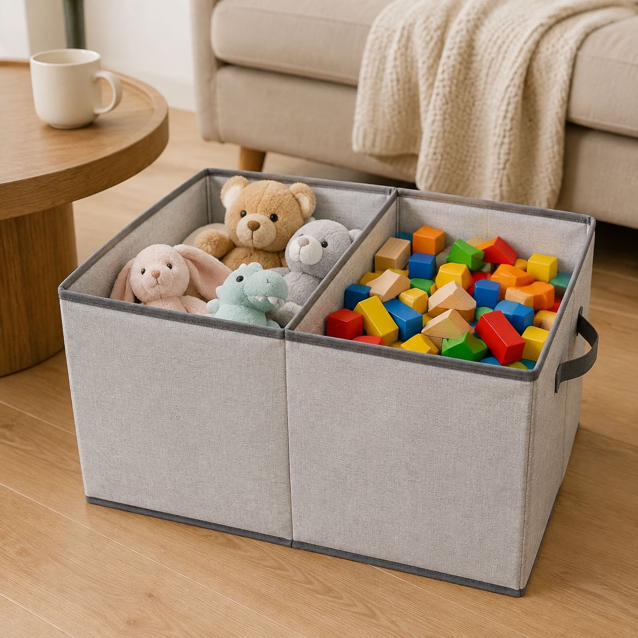 Foldable Waterproof Kids Toy Storage Box with Removable Lid and Divider