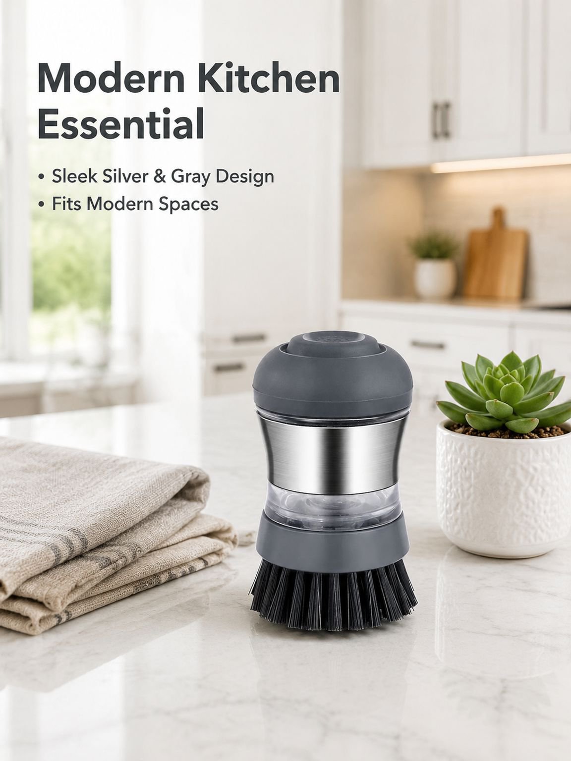 Stainless steel kitchen soap distribution dishwasher brush cleaning brush