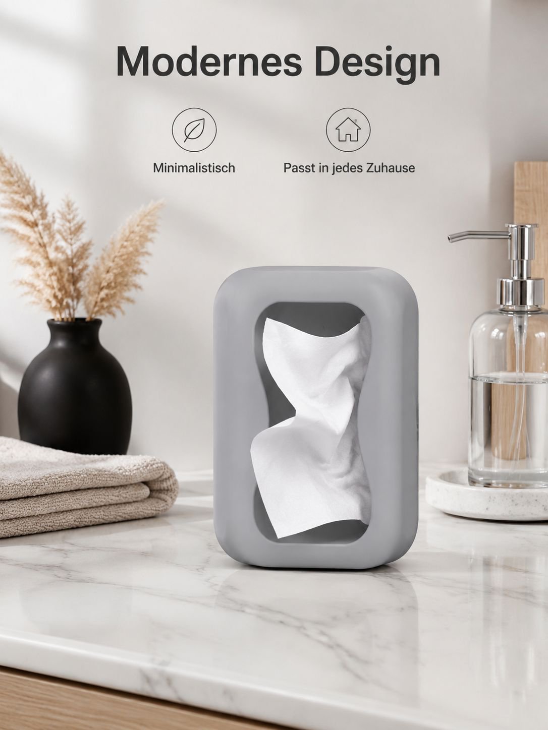 Rückstandsfreie Silikon-Taschentuchbox mit Saugnapf, geeignet für Badezimmer und Wohnzimmer