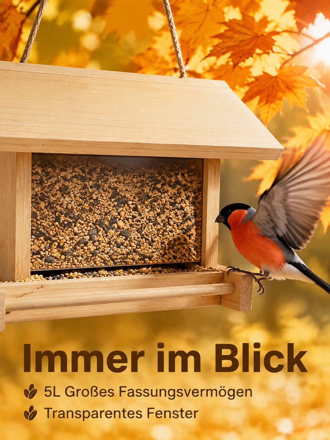 Vogel-Futterstation aus Kiefernholz, Villa-Stil, Pastoralischer Garten und Balkon-Hängedeko