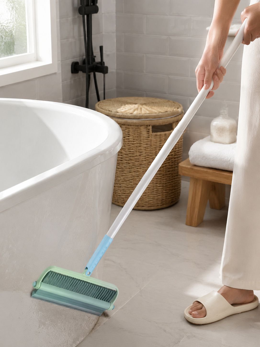 Versatile household cleaning brush for multiple surfaces
