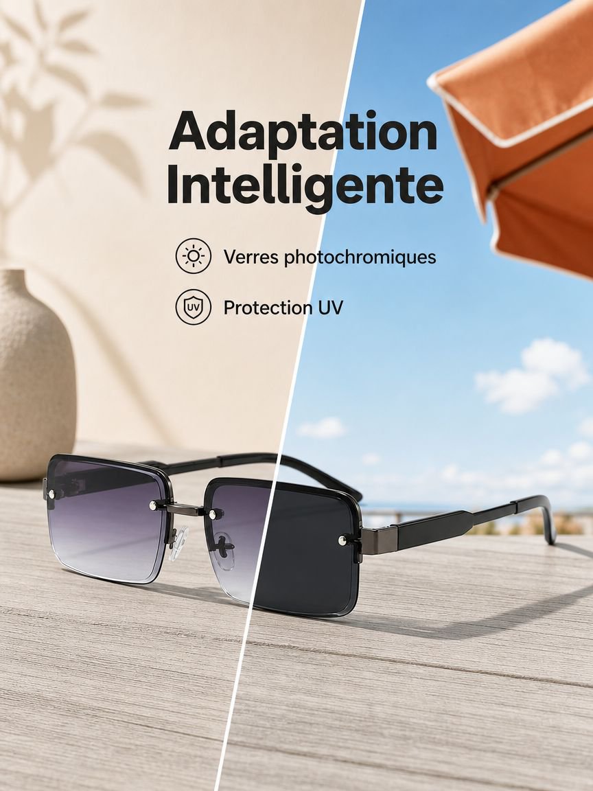 Lunettes de soleil vintage à demi-monture en métal avec verres dégradés