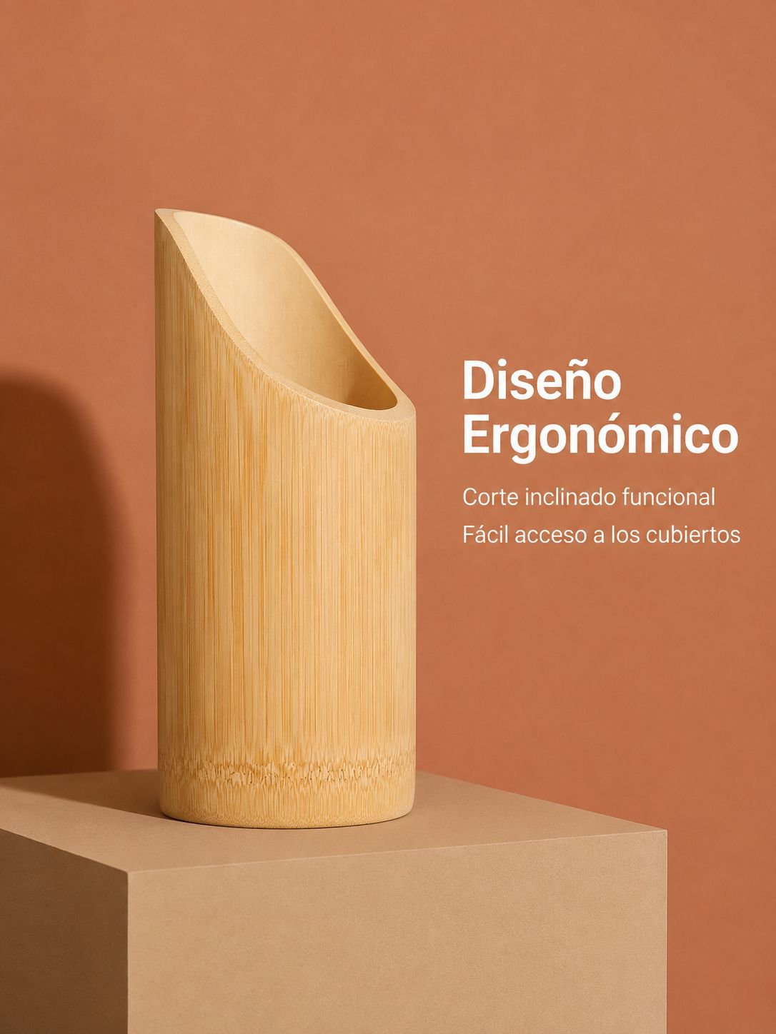 Porta cubiertos de bambú para mantener los utensilios ordenados