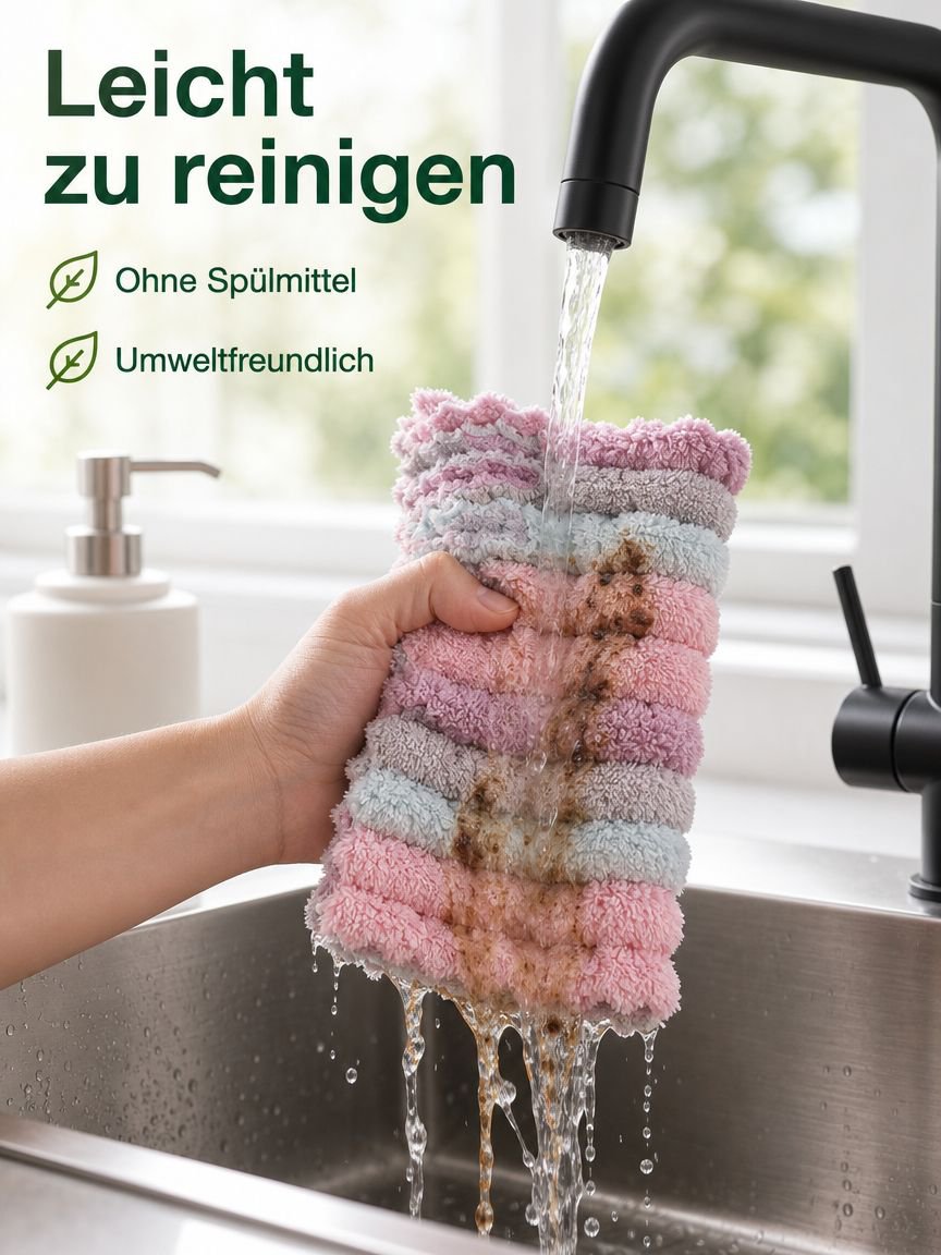 Küchenlappen aus Korallenfleece, Geschirrtücher für die Haushaltsreinigung, doppelseitig verdickte F