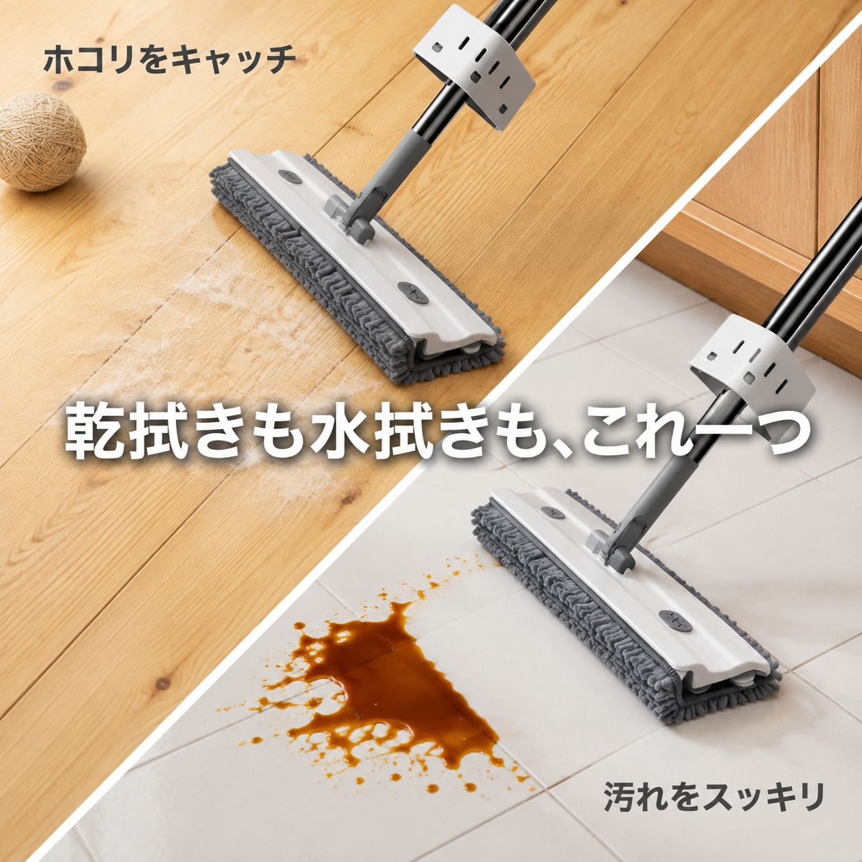 家庭用乾湿両用フラットモップ
