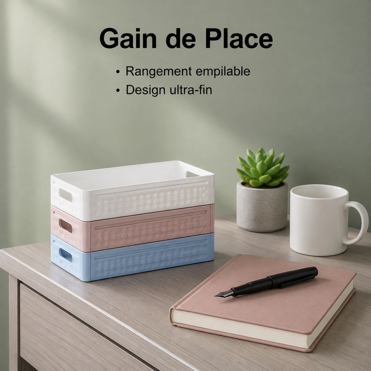 Boîte de rangement de bureau extensible
