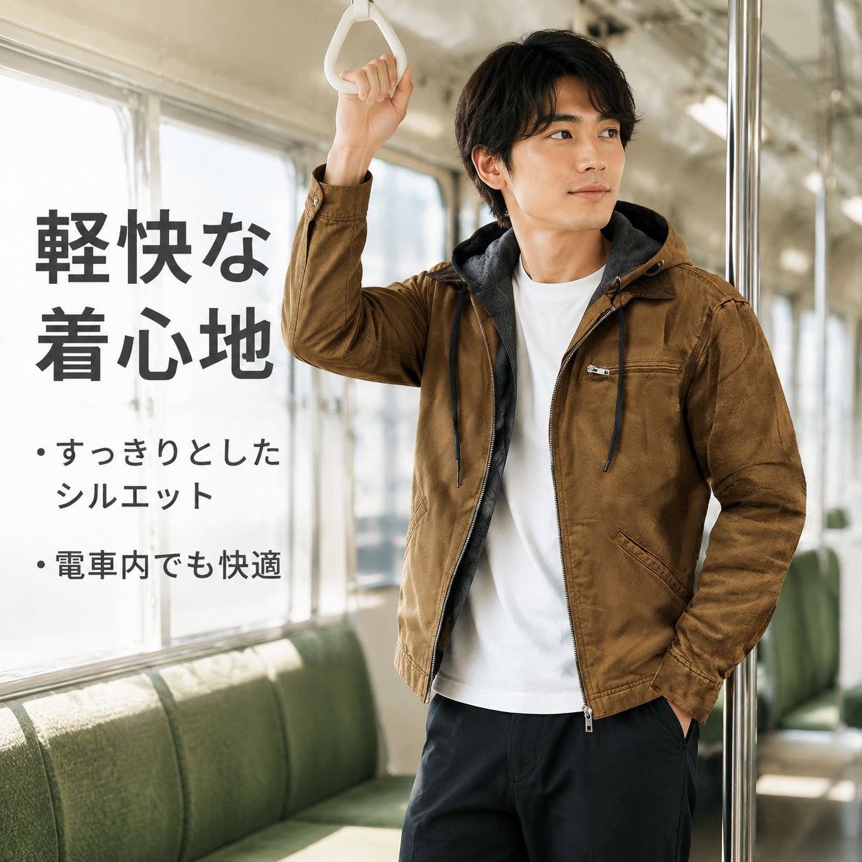 メンズ 無地 フード付き フリース裏地付きジャケット