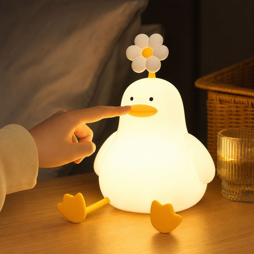 Lampe de chevet canard endormi avec petite veilleuse à induction, cadeau pour enfant