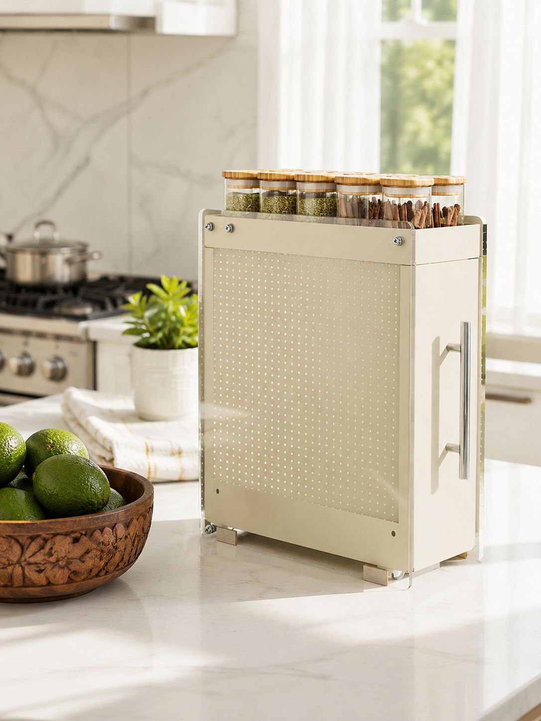 Estante de almacenamiento de especias extraíble para cocina, estante de almacenamiento de pared para