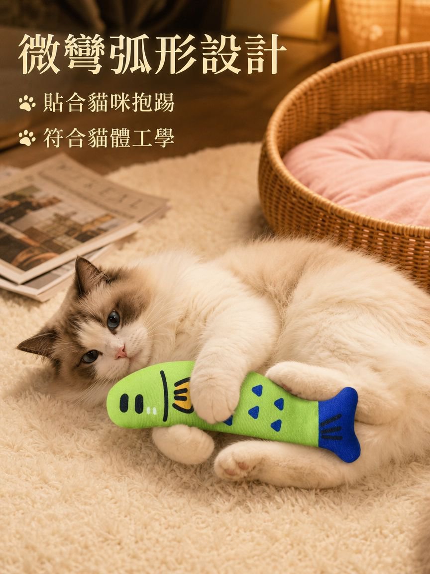 逗趣猫薄荷玩具猫戏弄麻布小鱼