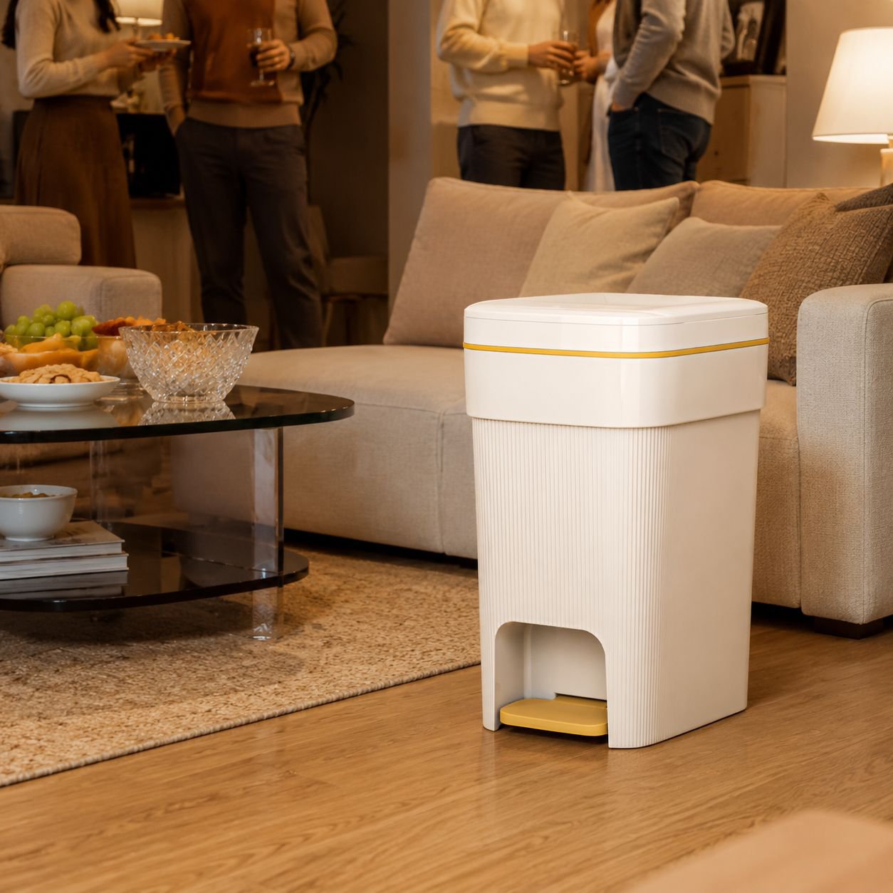 Contemporary multi-functional trash bin for interior decor