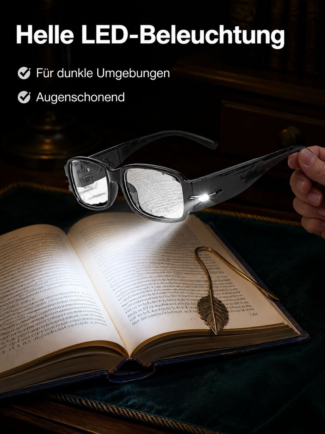 Night Vision LED Magnifying Glasses with UV Protection and Banknote Verification Function for Optica
