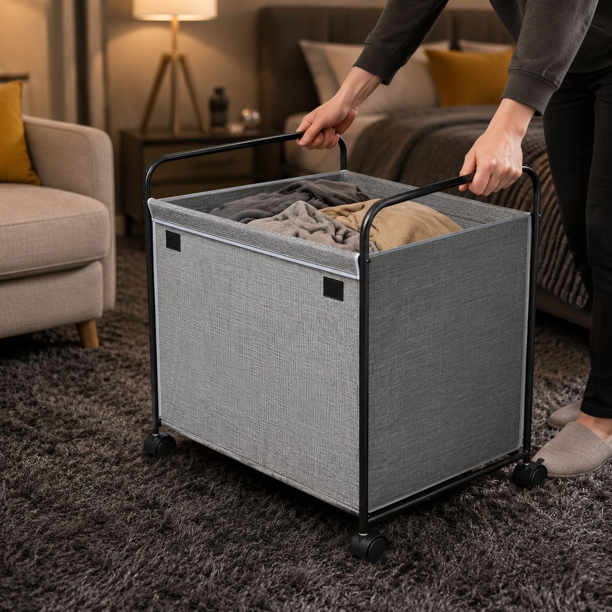 Large Capacity Movable Laundry Basket Oxford Cloth Household Storage Box