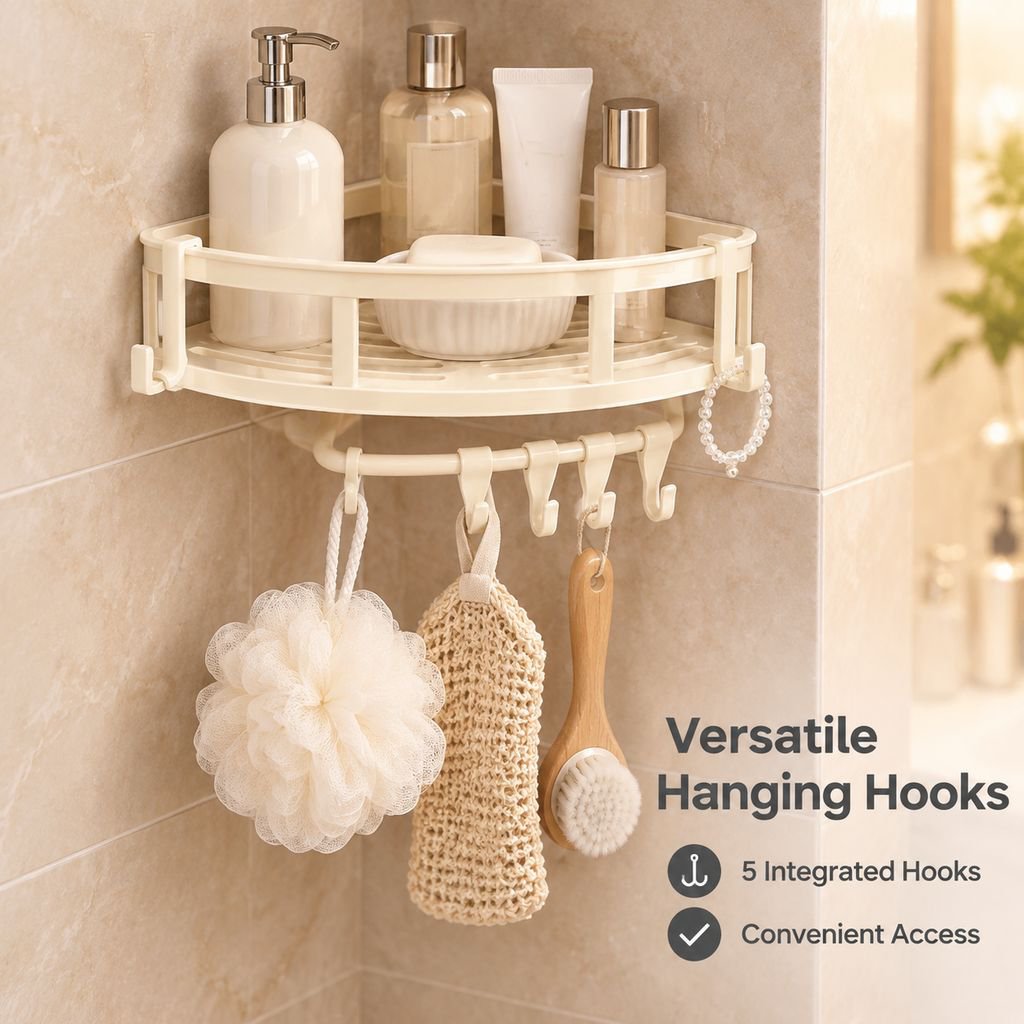 Shower corner basket, easy-to-install storage shelf