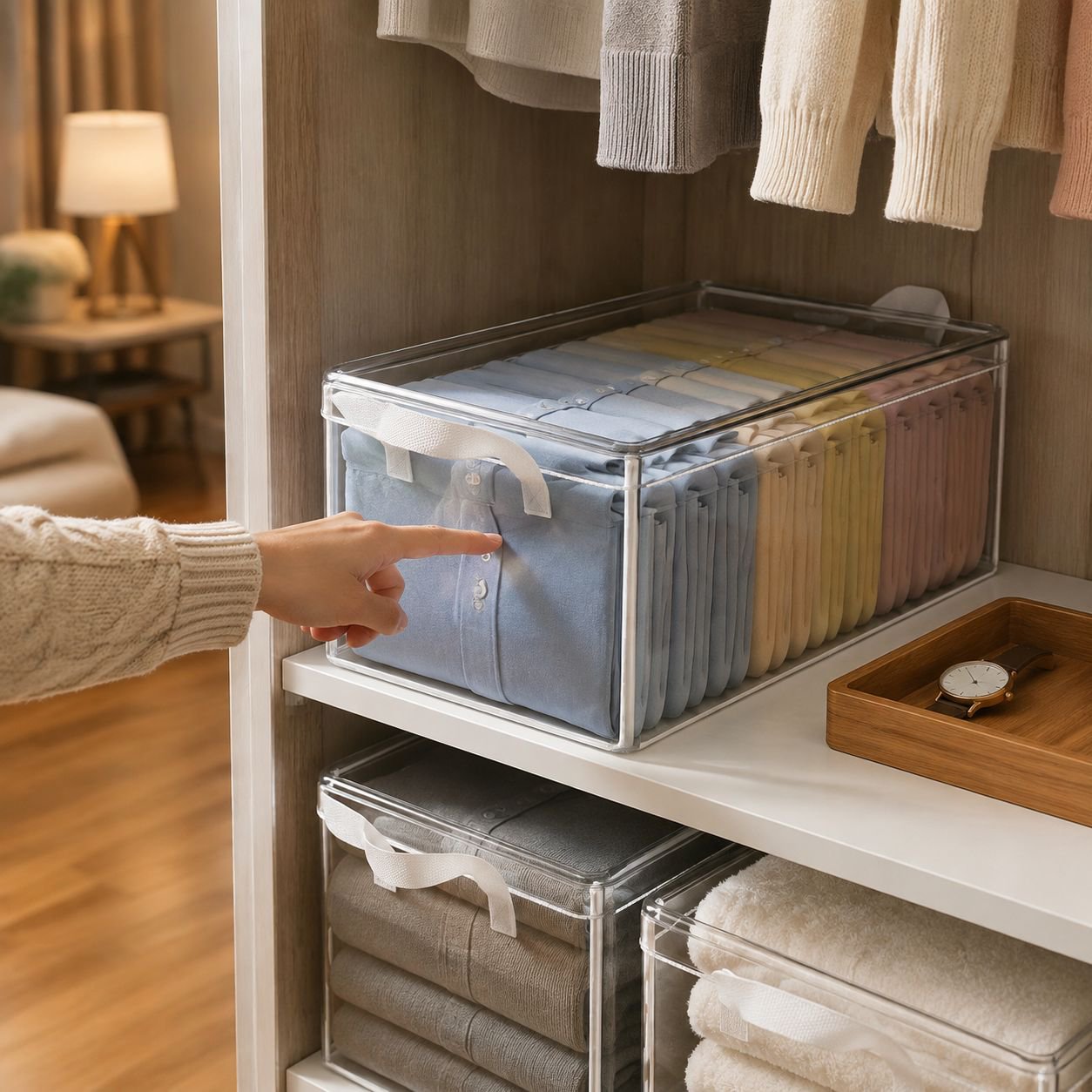 Steel Frame Transparent Moisture-proof Clothing Storage Box