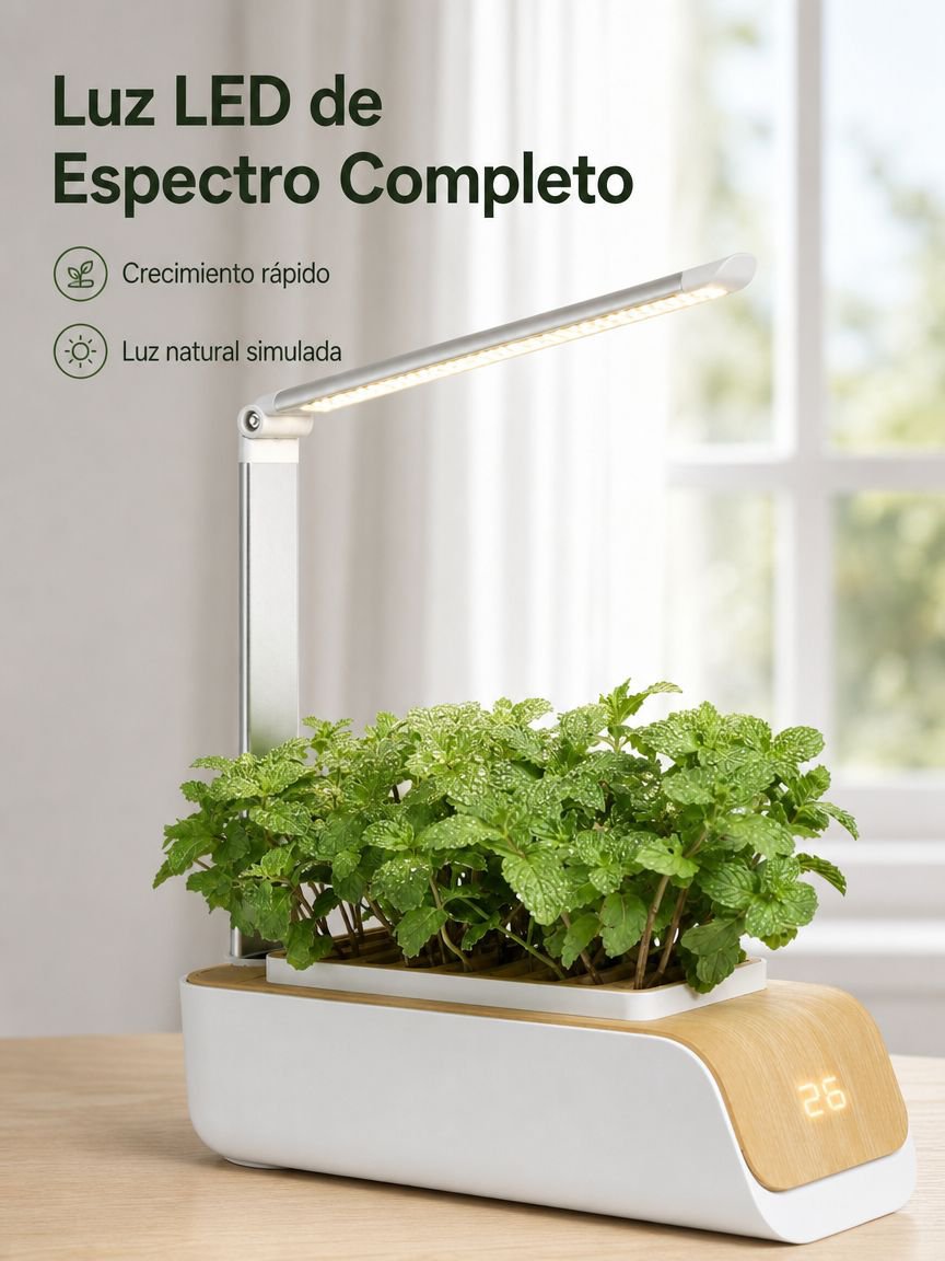 Maceta inteligente con luz LED para cultivo interior