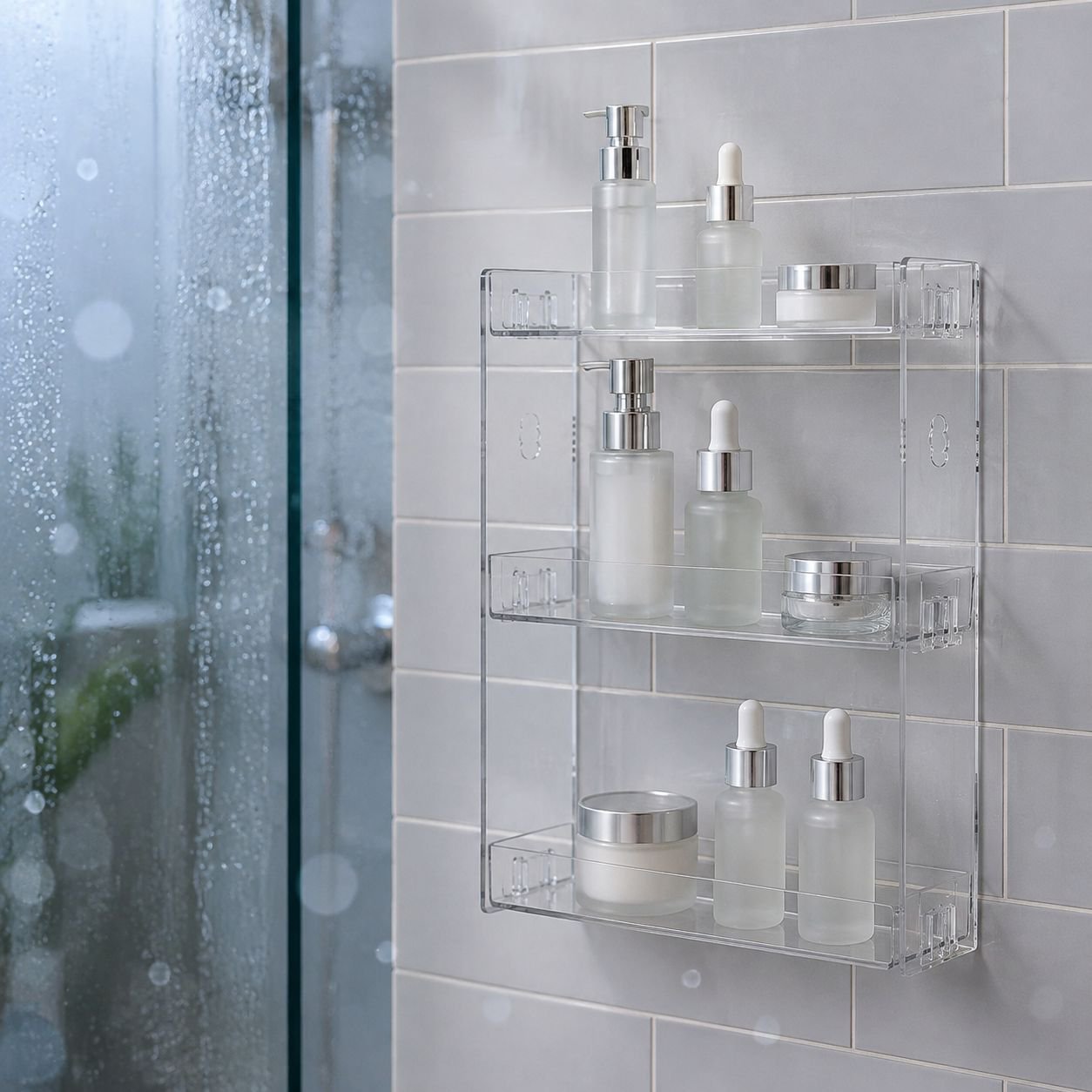 Modern home wall with mounted acrylic display rack