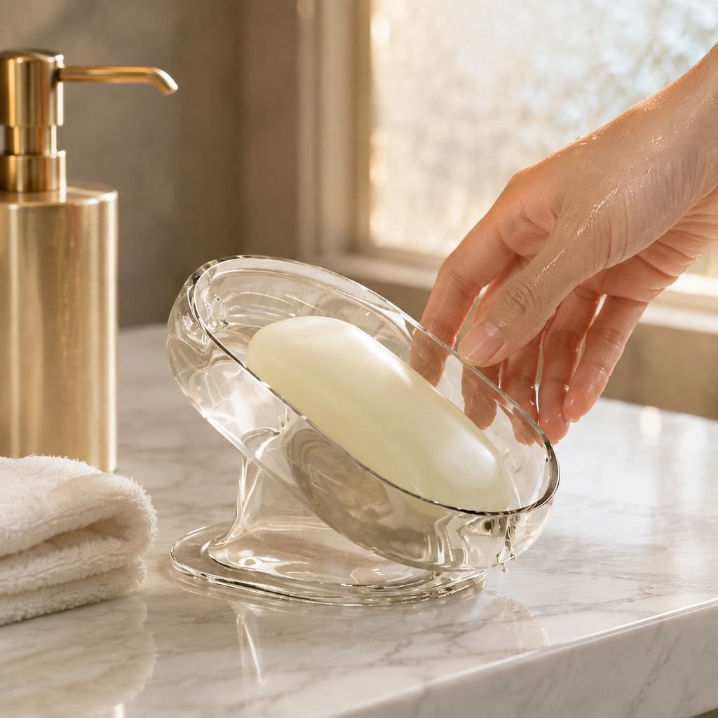 Jabonera grande y elegante para baño doméstico