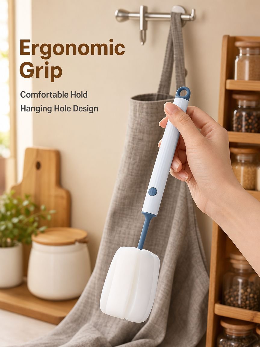 New style cup brush with long handle, a must-have for home use, a sponge brush with a replacement he