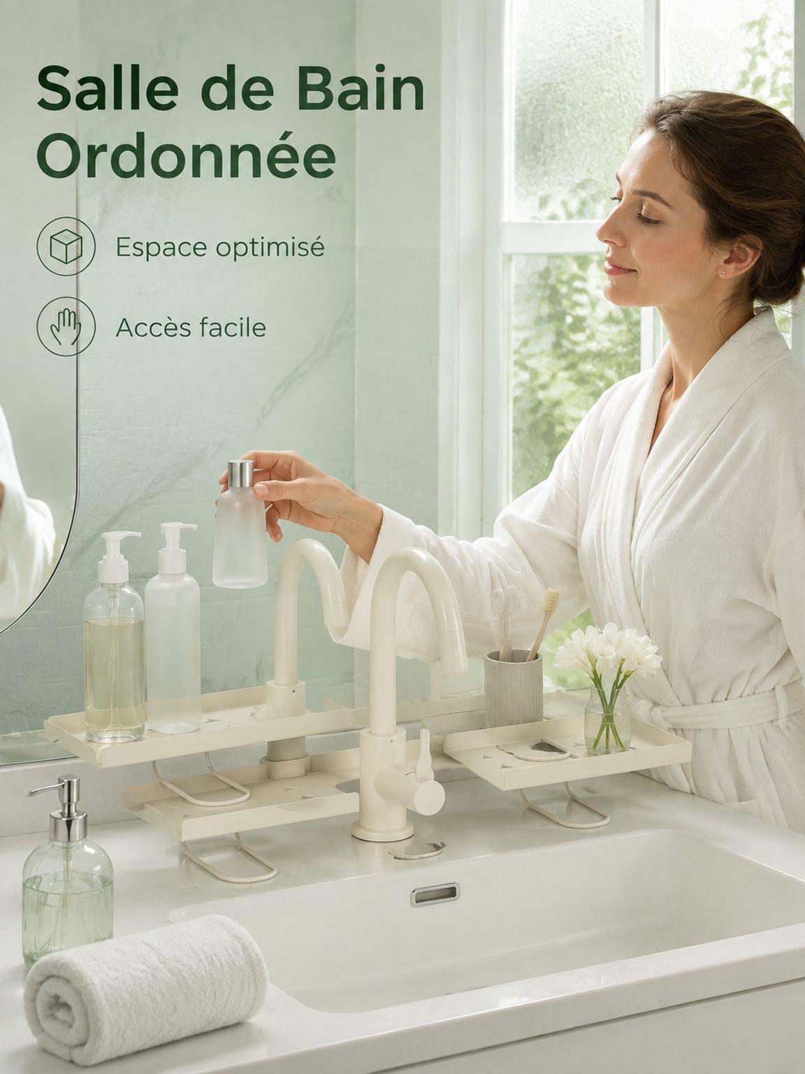 Étagère pliable de rangement pour lavabo de salle de bain