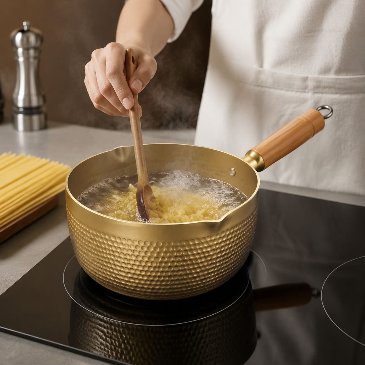 Japanese snow flat pot non-stick pot household medical stone milk pot induction cooker gas stove fri