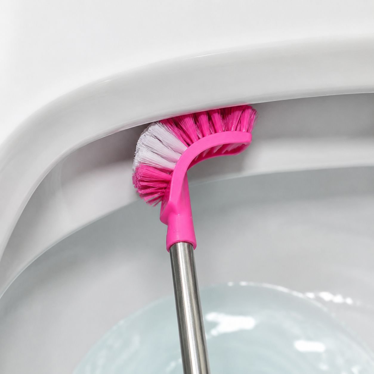 Toilet brush with modern stainless steel handle design