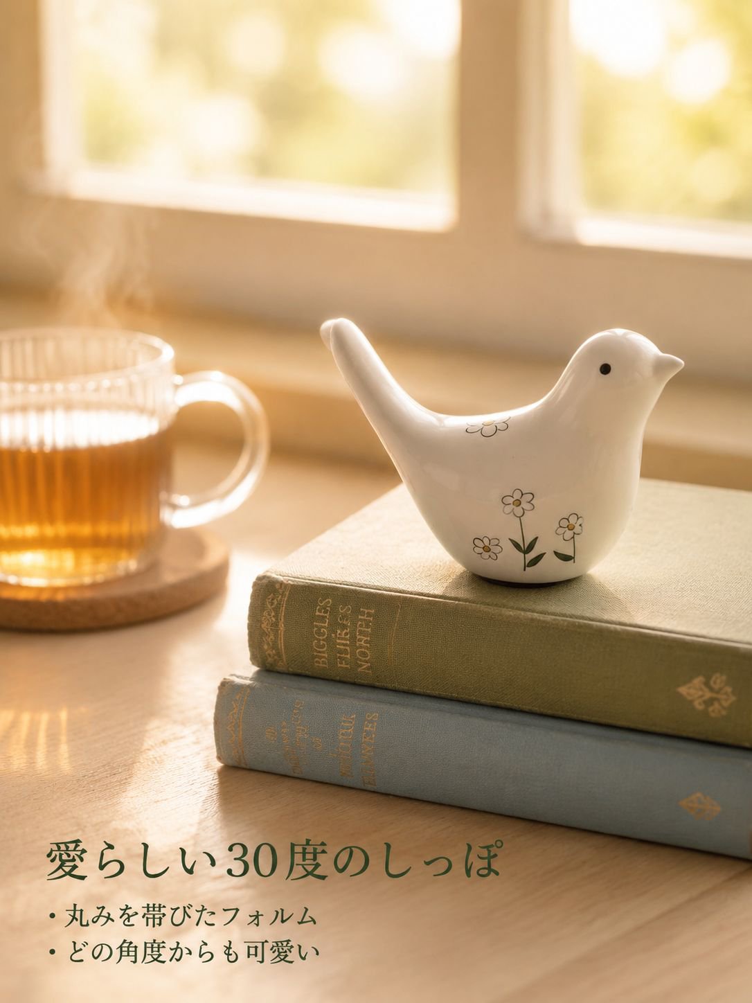 陶器製の手描き鳥の置物